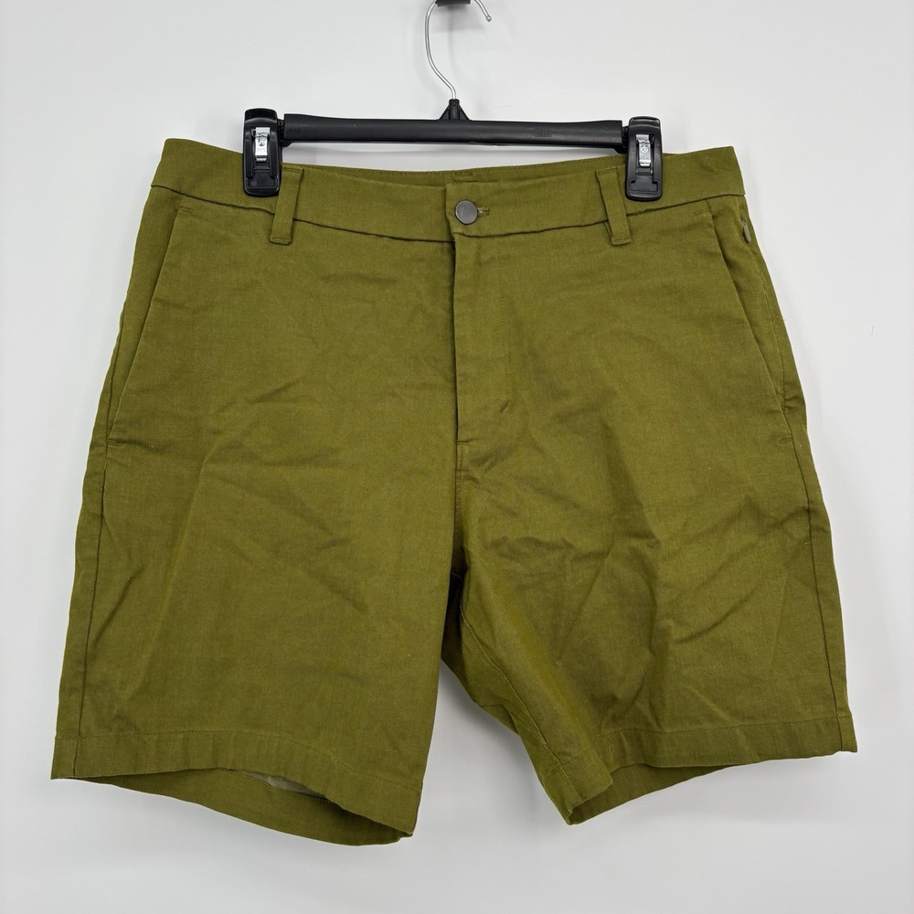 Lululemon Mens Commission Shorts Size 33 Performance Stretch Chino Green 7"